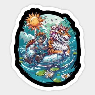 Calvin and Hobbes Wild Wagon Sticker